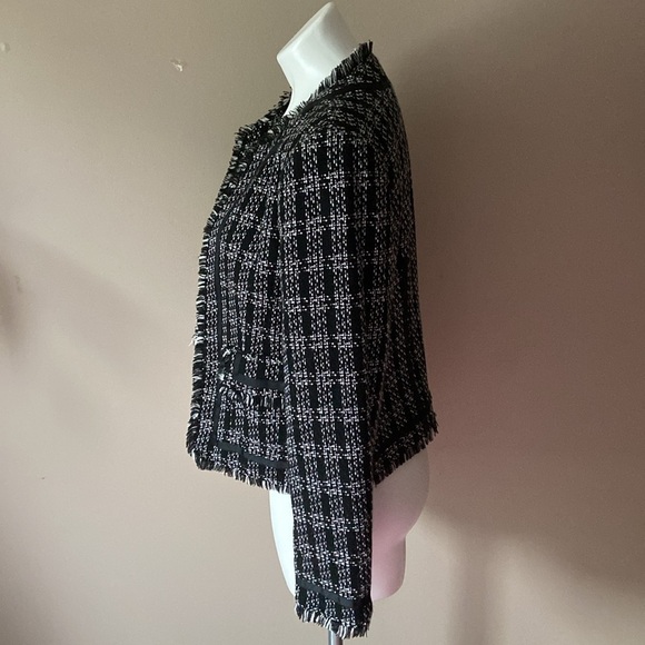 John Paul Richard Uniform Black And White Open Front Career Tweed Jacket Church - Picture 4 of 6